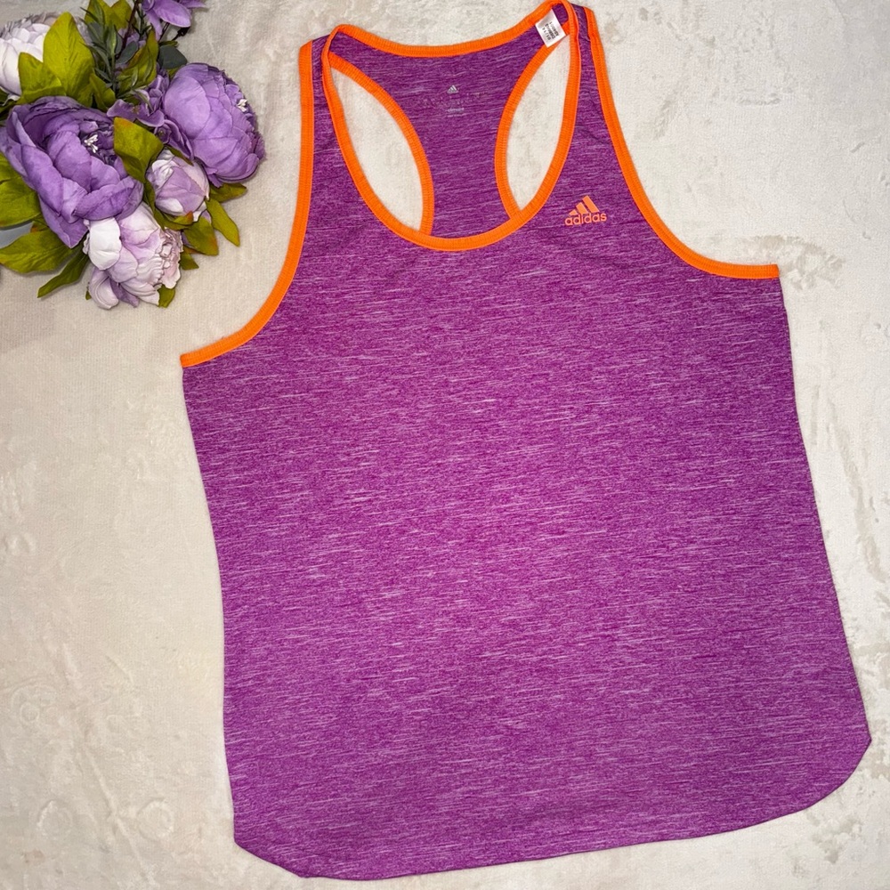 Adidas Heathered Purple Tank with Orange Accents
